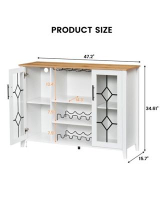 Wine Bar Cabinet with LED Light, Home Coffee Cabinet with Wine and Glass Rack, Kitchen Buffet Sideboard with Storage Cabinet&Drawers
