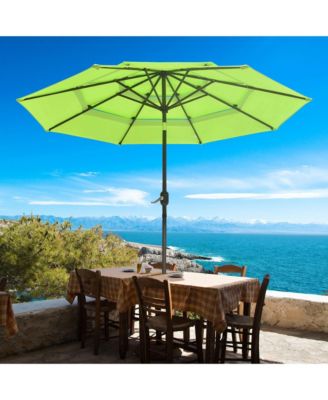 10 Ft 3 Tier Patio Umbrella with Crank Handle Push to Tilt  Yard Outdoor