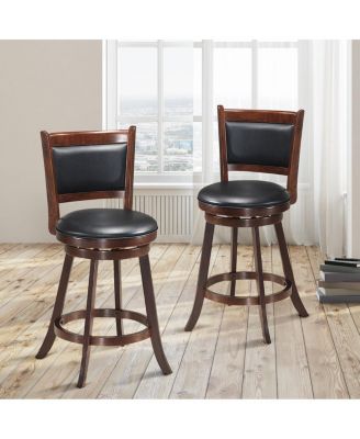 2 Pieces 24 Inch Swivel Counter Stool Dining Chair Upholstered Seat