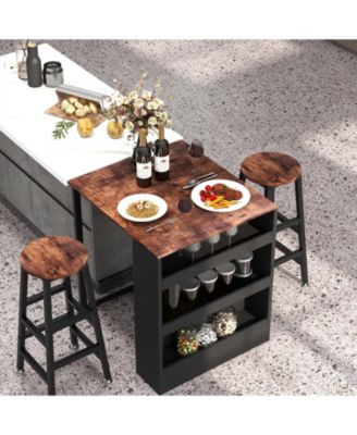3 Pieces Bar Table Set with Storage