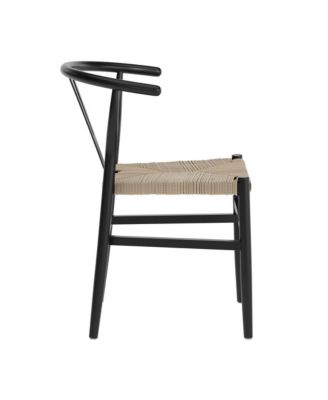 Devine Y-Back Style Wooden Dining Chair With Kraft Paper Rope Seat, Stackable Design