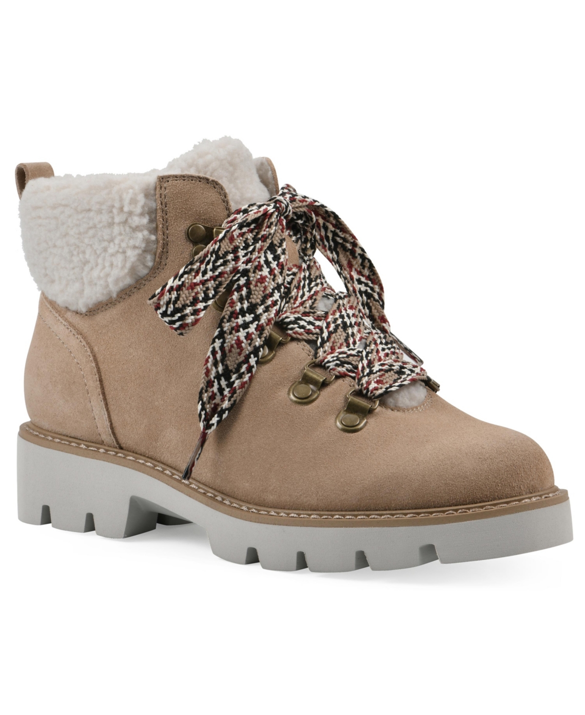 White Mountain Women's Gloving Hiker Lace Up Booties In Beach Wood Suede