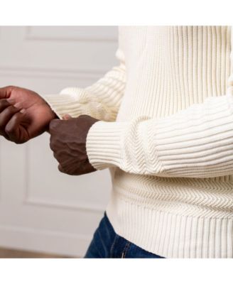 Hope - Henry Мужской органический свитер с круглым вырезом и деталями в елочку от Hope - Henry