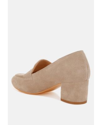 Astra Block Heel Suede Loafers
