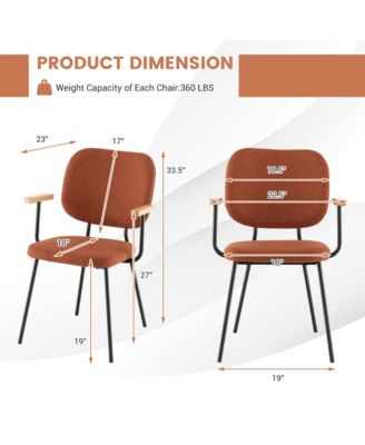 Set of 4 Fabric Kitchen Dining Chair Armchair Padded Modern Accent Chair Orange