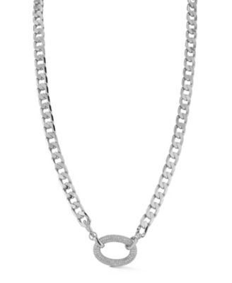 18K Gold Plated Pave Link Curb Chain Necklace