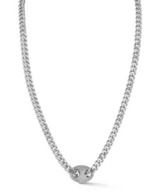 Gold Plated Pave Mariner Curb Chain Necklace