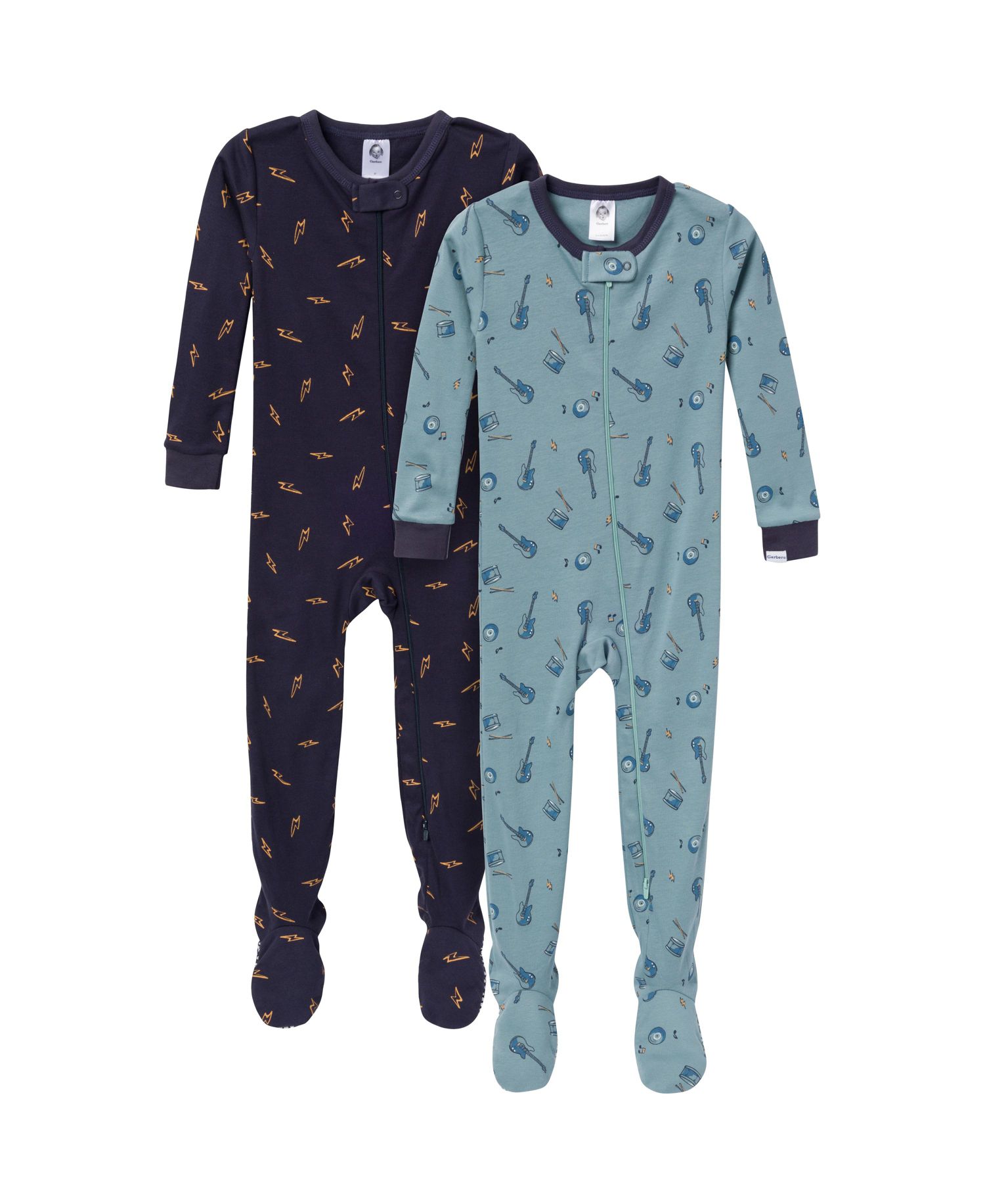 Baby Boys Baby Snug Fit Footed Pajamas, 2-Pack, Guitars