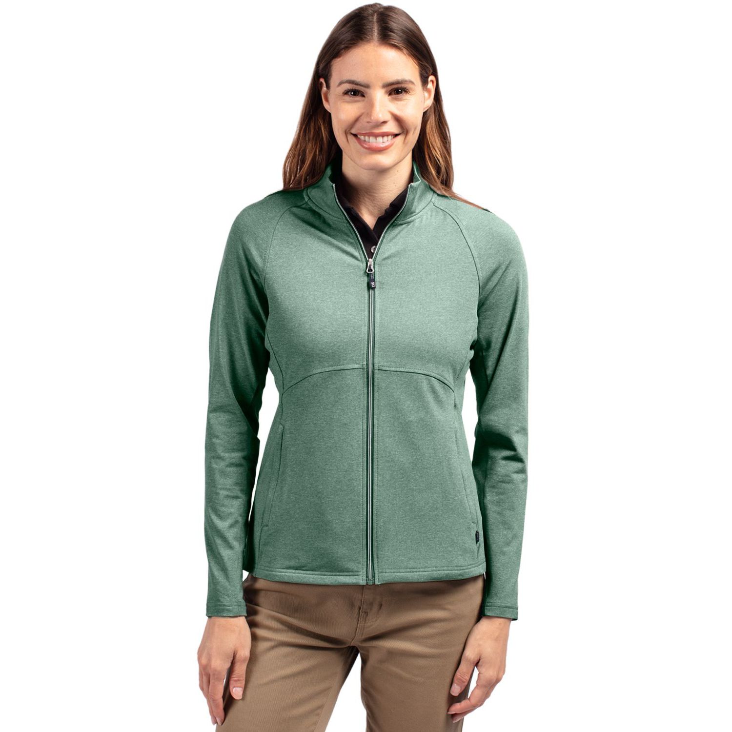 Women's Cutter and Buck Adapt Knit Heather Long Sleeve Full Zip