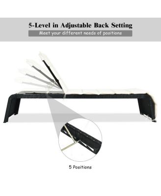 Adjustable Patio Rattan Lounge Chair with Cushioned