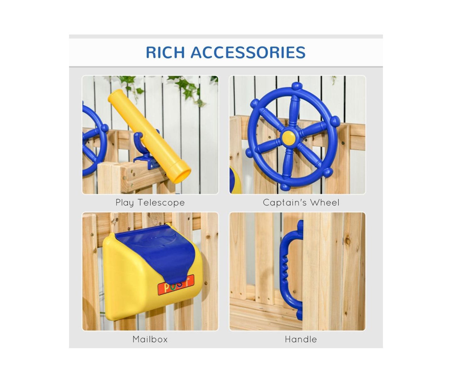 Детские игрушки Slickblue Wooden Swing Set with Toddler Slide, Climbing Steps & Accessories, Ages 1-4, цвет: Синий — фото 5