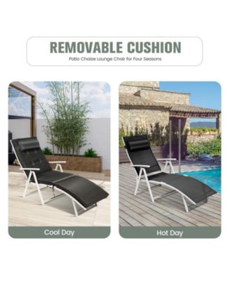 Adjustable Outdoor Lightweight Folding Chaise Lounge Chair with Pillow