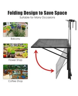 Railing Folding Table with 5-Level Adjustable Heights