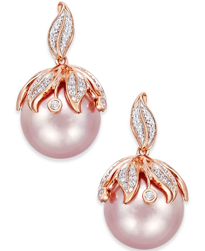 Macy's pink pearl earrings new arrivals