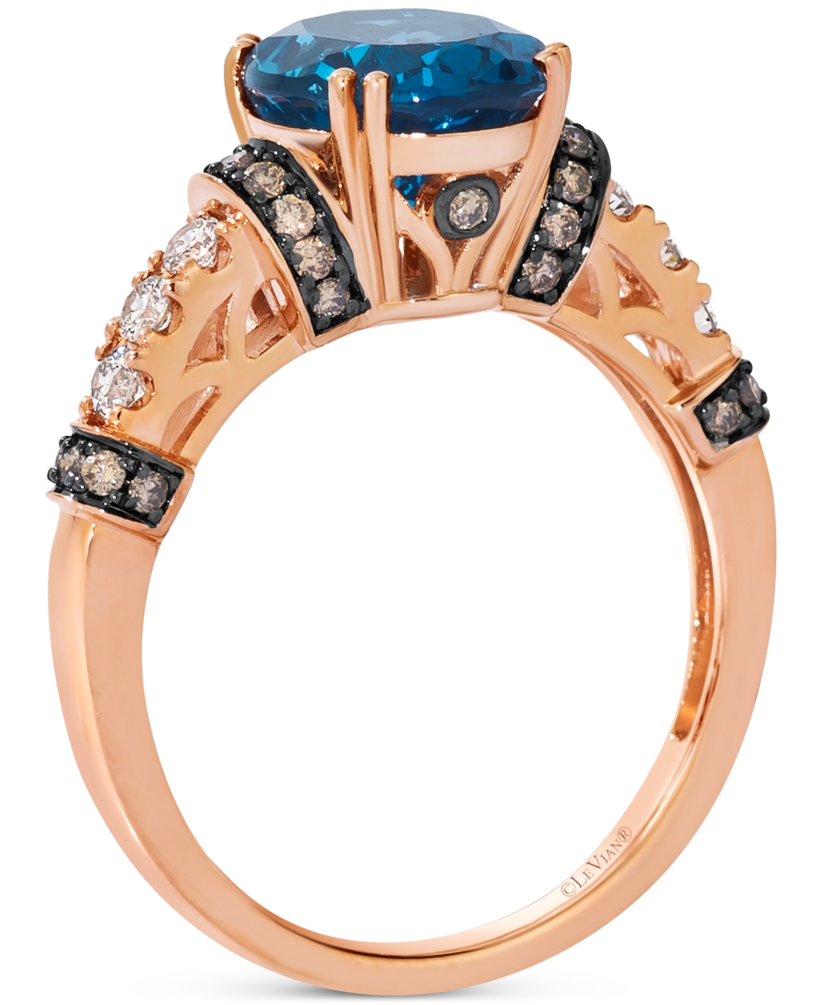 Le Vian London Blue Topaz (3 Ct. T.w.) & Diamond (3/8 Ct. T.w.) Ring In 14k Rose Gold In Gold