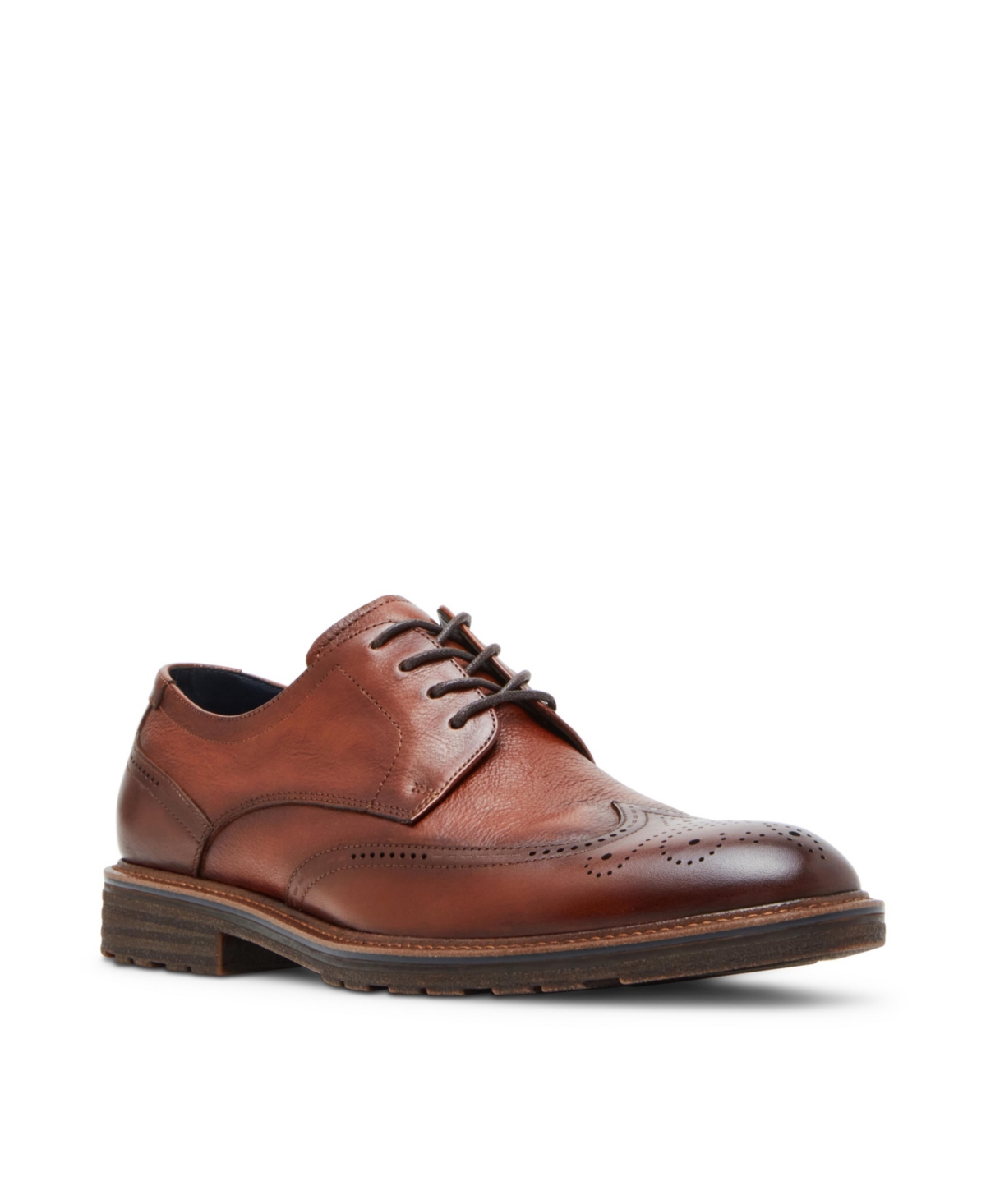 Steve Madden Hoxton Wingtip Derby In Tan Leather