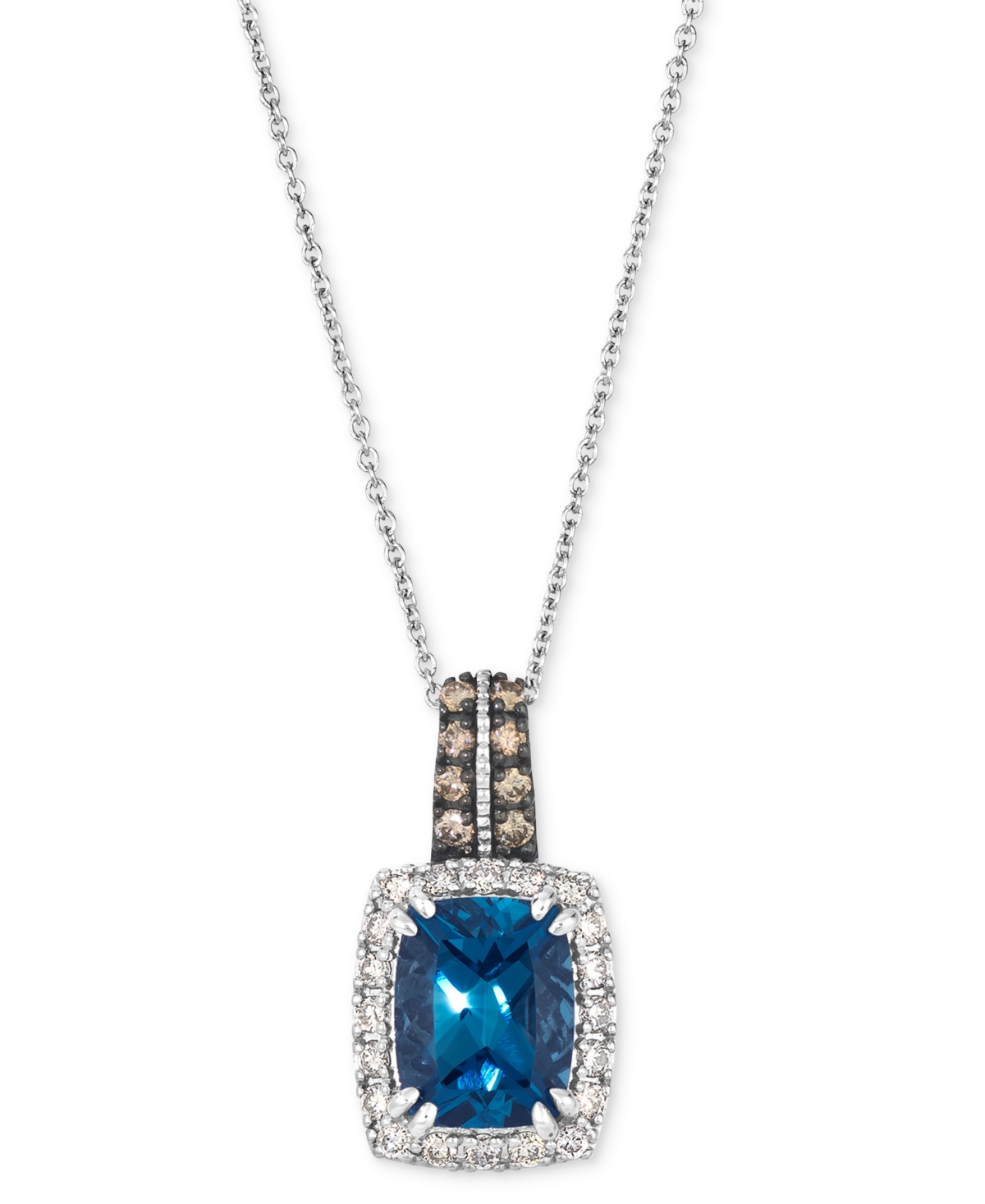 London Blue Topaz (2-1/5 ct. t.w.) & Diamond (1/3 ct. t.w.) 20" Adjustable Pendant Necklace in 14k White Gold - White Gold