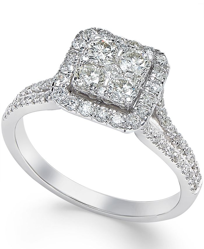Square cluster online diamond ring