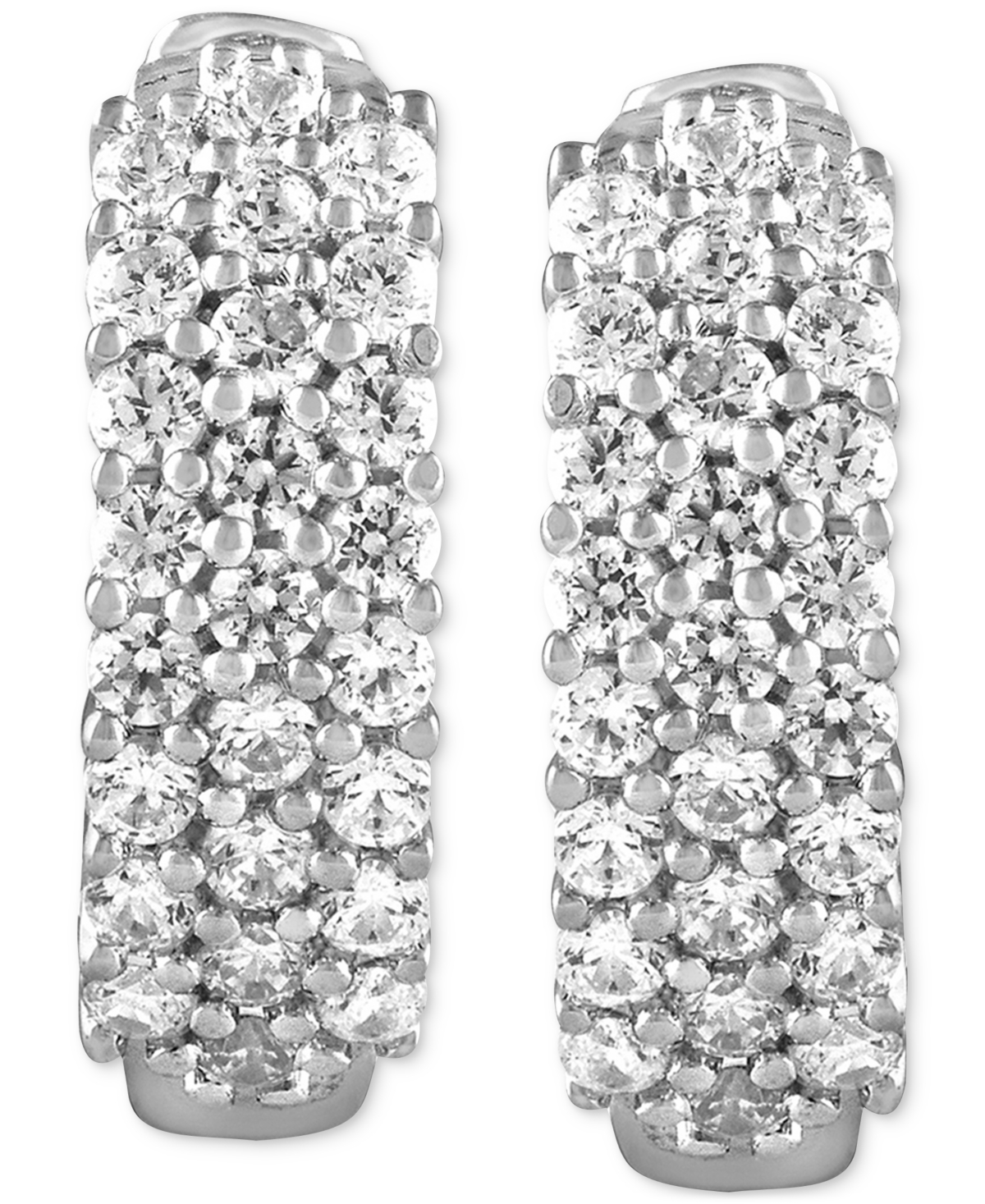 Diamond Triple Row Hoop Earrings (1/2 ct. t.w.) in 14k- White Gold