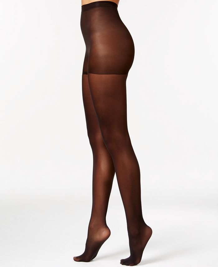 HUE Control Top Footless Tights with Lace Trim & Reviews