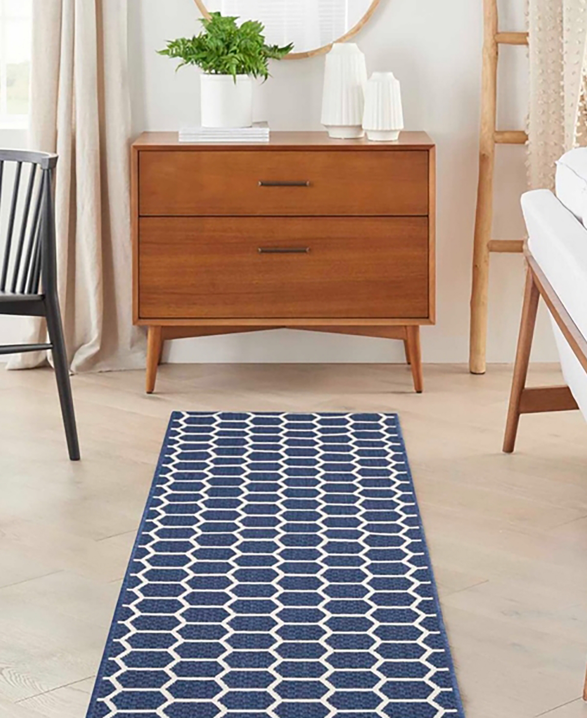 Nourison Home Twist Reversible Tws01 2'2"x12' Runner Area Rug In Navy
