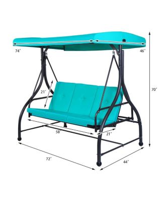 3 Seats Outdoor Swing Hammock with Adjustable Tilt Canopy