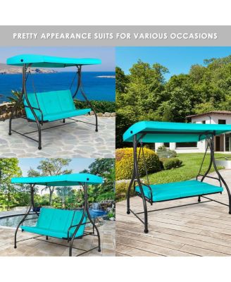 3 Seats Outdoor Swing Hammock with Adjustable Tilt Canopy