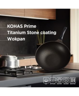 Kproduct4u 12.6" Prime Titanium Stone Coating Wok Pan, Black