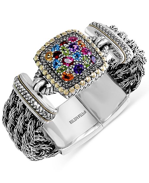 EFFY Collection EFFY® Multistone Woven Bracelet in Sterling Silver and