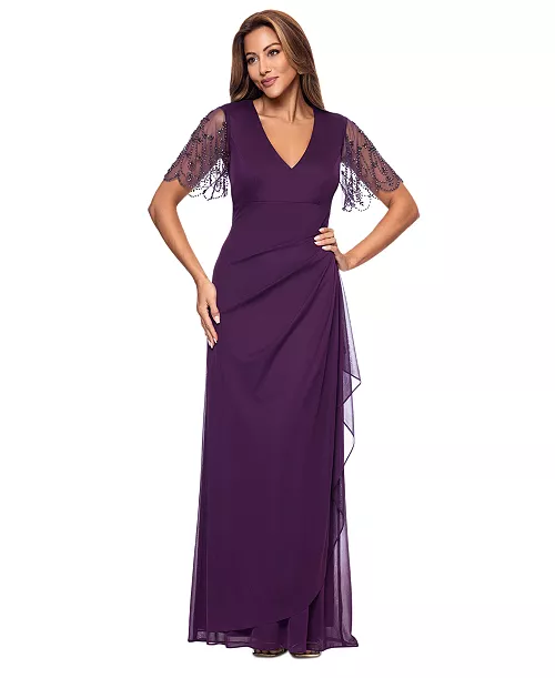 women's lace-sleeve gown
