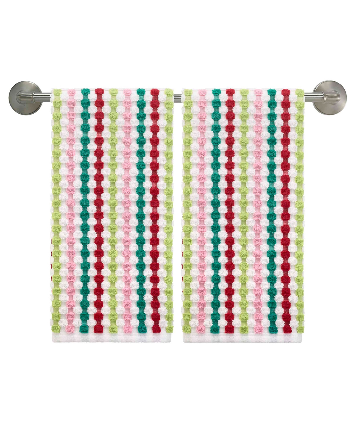 NICOLE MILLER JOLLY DOT 2-PACK COTTON HAND TOWEL SET, 28" X 16" 
