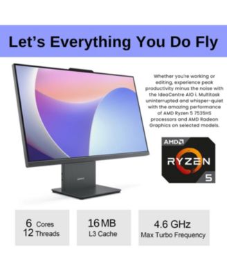 IdeaCentre I 27" Daily All-in-One AMD Ryzen 5 7535HS 16GB RAM AMD Radeon Graphics 512GB SSD Storage Windows 11 Home FHD 100Hz - Grey