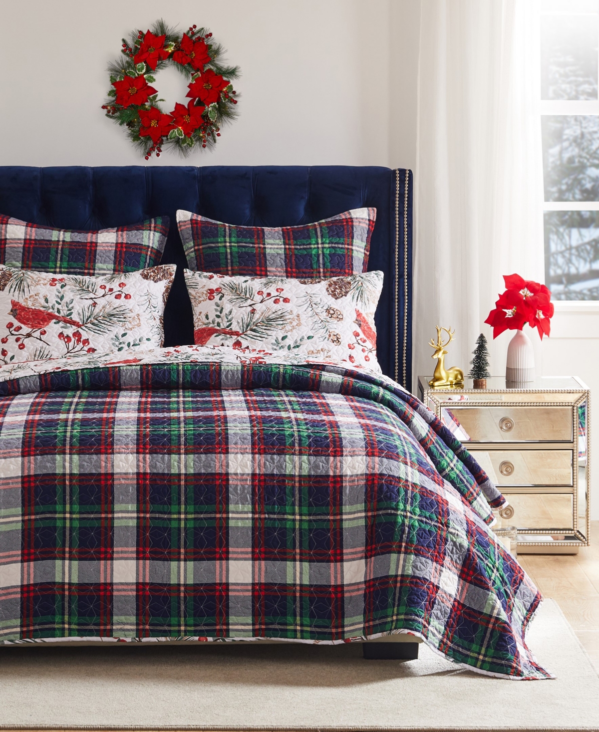 Greenland Home Fashions Cardinal Plaid Holiday 2-pc. Quilt Set, Twin/twin Xl In Cardinal