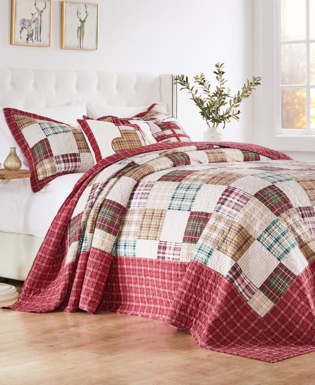 Greenland Home Fashions Greenland Home Oxford Traditional Plaid Bedspread Sets In Red