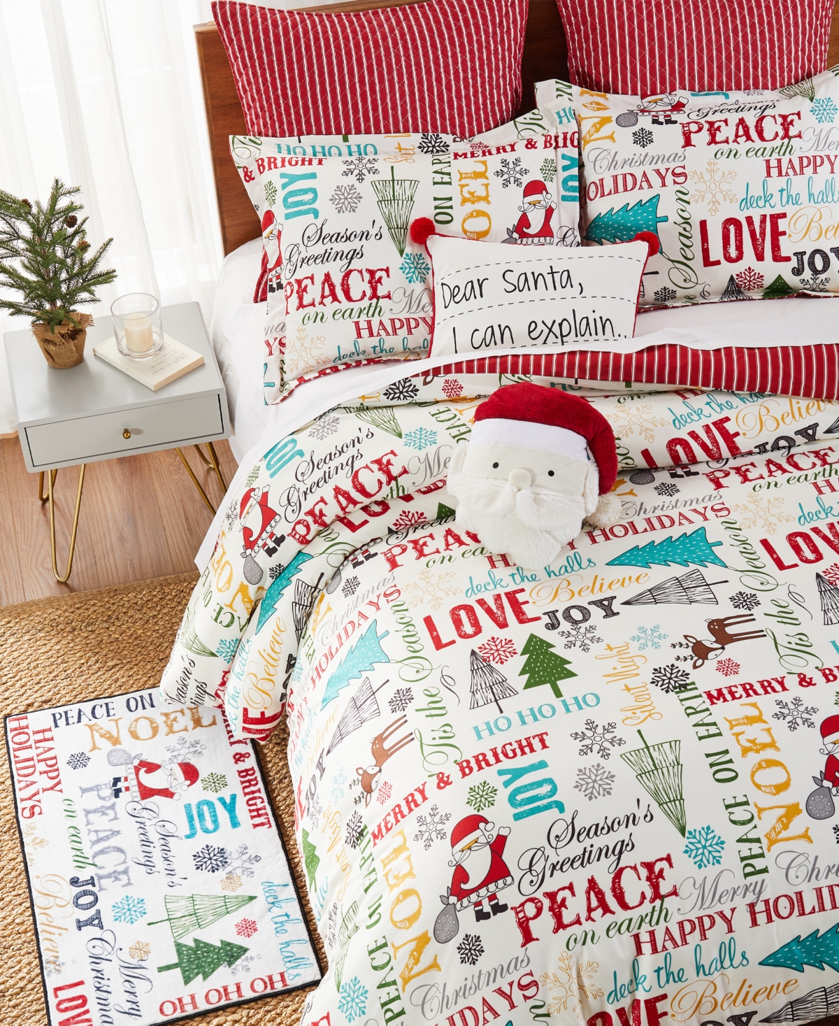 Levtex Merry Bright Santa Claus Lane Reversible 3-pc. Duvet Cover Set, Full/queen In Red