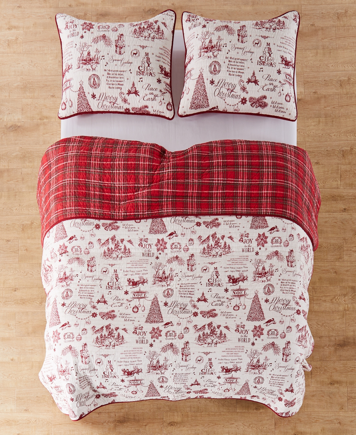 Levtex Yuletide Reversible 3-pc. Bedspread Set, King/california King In Red