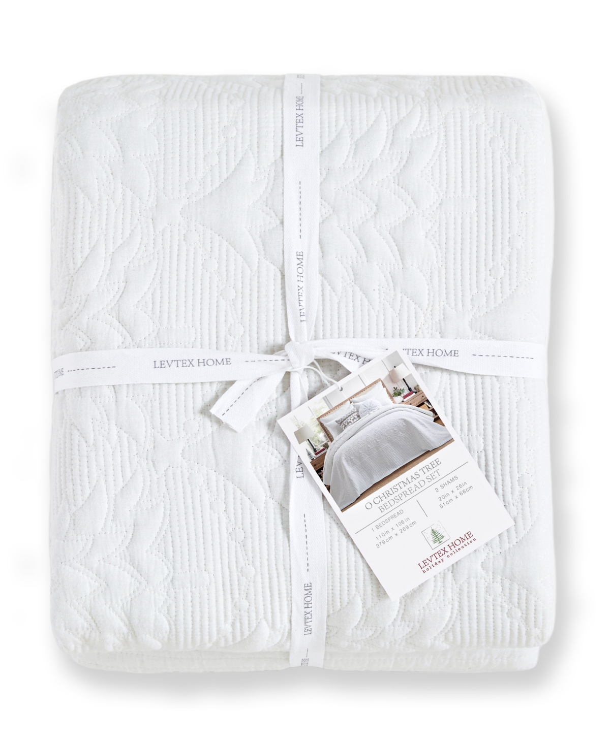 Levtex O Christmas Tree Stitching 2-pc. Bedspread Set, Twin/twin Xl In White