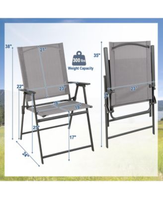2 Pieces Patio Folding Chairs with Armrests for Deck Garden Yard