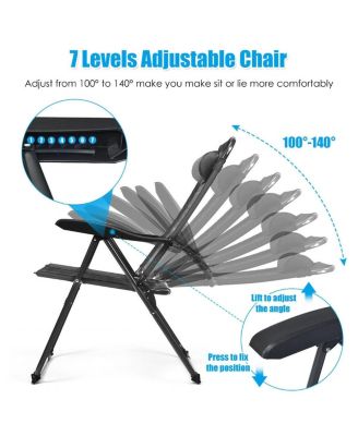 4 Pieces Patio Garden Adjustable Reclining Folding Chairs with Headrests