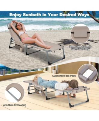 SUGIFT 5-position Outdoor Folding Chaise Lounge Chair