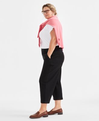 Plus Size Wide-Leg Cropped Jeans