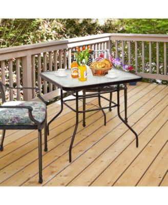 32" Outdoor Square Patio Dining Table with Convenient Umbrella Hole