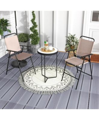 Patio Folding Bar Stool Set of 2 with Metal Frame and Footrest