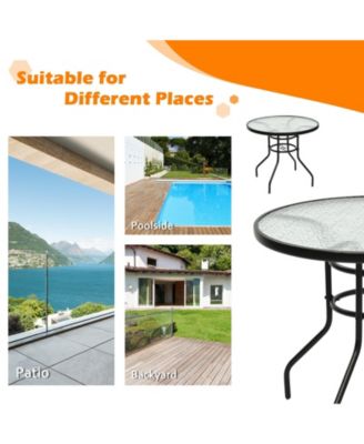 32" Round Outdoor Patio Dining Table with Convenient Umbrella Hole