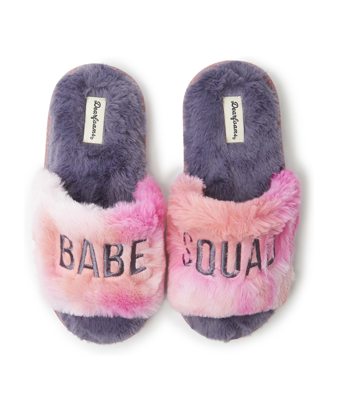 Детские сандалии Dearfoams Kid's Girls Lana Fuzzy Slide Slipper Babe Squad — фото 1