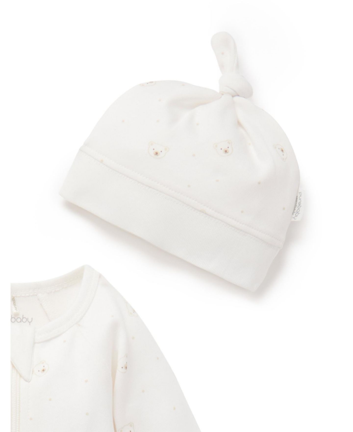 Комплекты Purebaby Zip Coverall & Hat Set для малышей, цвет: Ванильный — фото 3