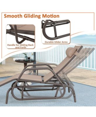 SUGIFT Outdoor Chaise Lounge Glider Chair with Armrests and Pillow