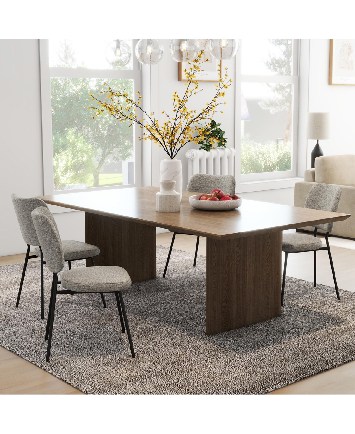 Gymax Set of 4 Fabric Armless Kitchen Dining Chair Padded Modern Accent Chair Gray - Grey+black