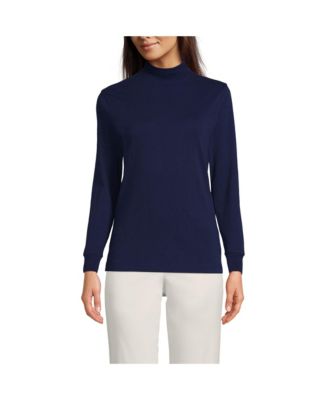 Women's Relaxed Cotton Long Sleeve Mock Turtleneck