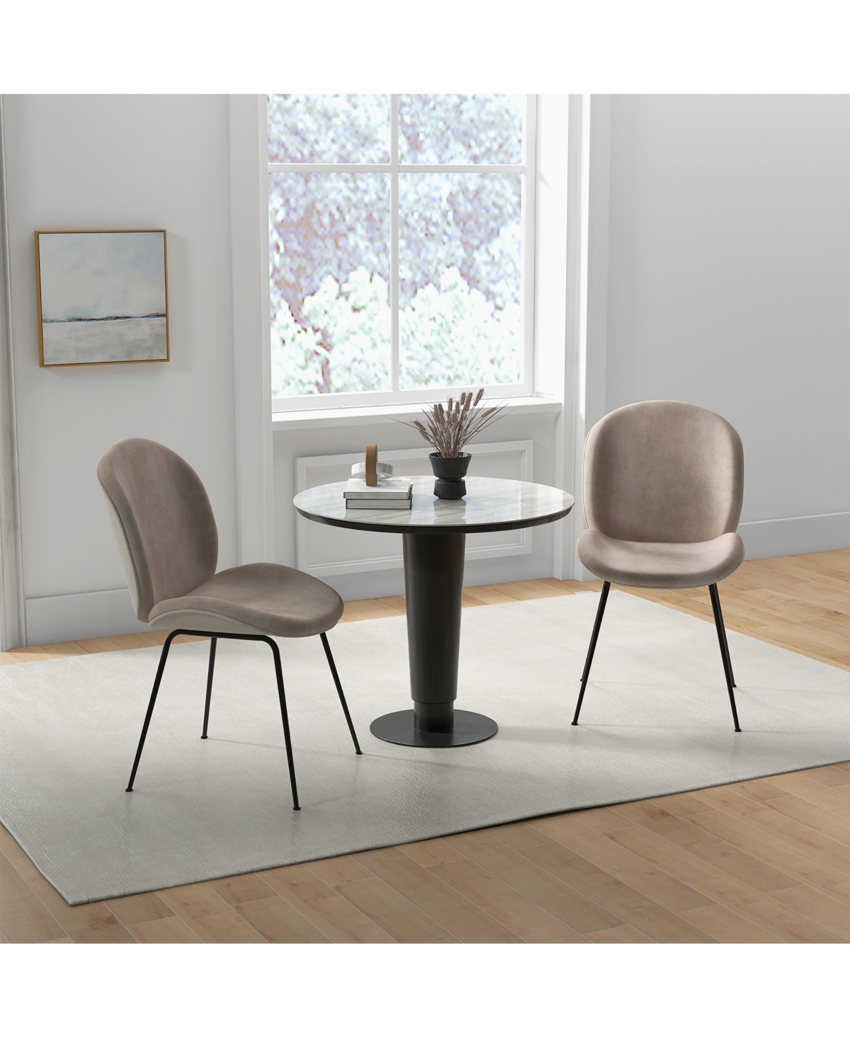 10/11/2024 Gymax Modern Dining Chairs Set of 4 Velvet Accent Chairs w/ Sturdy Metal Legs Coffee - Brown+black